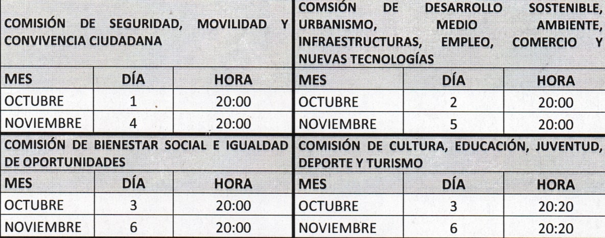 calendario comisiones campanillas junta distrito